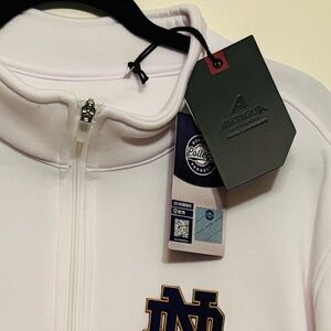 Antigua White Men’s Zip Jacket with Navy Gold Logo